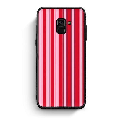 Θήκη Samsung Galaxy A8 Red and Pink Vertical Pinstripes από τη Smartfits με σχέδιο στο πίσω μέρος και μαύρο περίβλημα | Samsung Galaxy A8 Red and Pink Vertical Pinstripes case with colorful back and black bezels