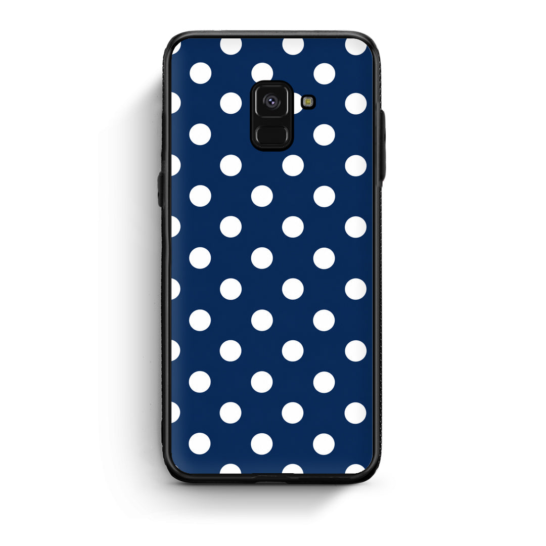 Θήκη Samsung Galaxy A8 White Large Polka Dots on Navy από τη Smartfits με σχέδιο στο πίσω μέρος και μαύρο περίβλημα | Samsung Galaxy A8 White Large Polka Dots on Navy case with colorful back and black bezels