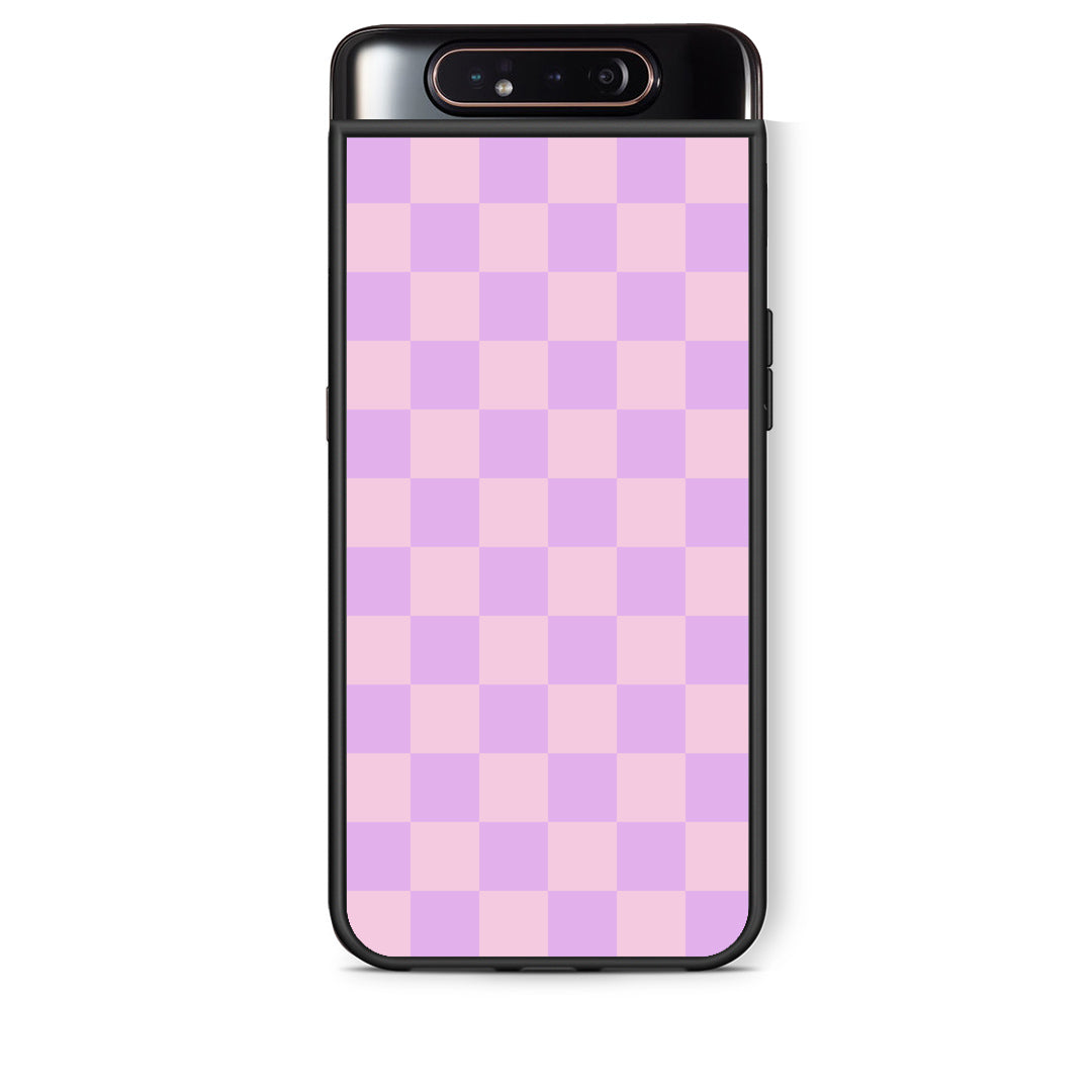 Θήκη Samsung Galaxy A80 Lavender and Pink Checkerboard από τη Smartfits με σχέδιο στο πίσω μέρος και μαύρο περίβλημα | Samsung Galaxy A80 Lavender and Pink Checkerboard case with colorful back and black bezels