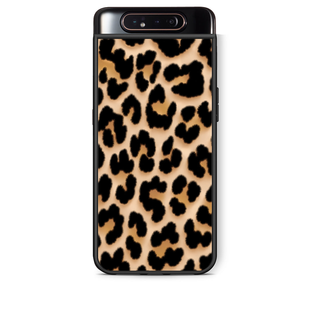 Θήκη Samsung Galaxy A80 Leopard Print Tan Large από τη Smartfits με σχέδιο στο πίσω μέρος και μαύρο περίβλημα | Samsung Galaxy A80 Leopard Print Tan Large case with colorful back and black bezels
