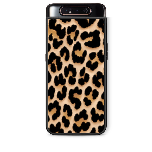Θήκη Samsung Galaxy A80 Leopard Print Tan Large από τη Smartfits με σχέδιο στο πίσω μέρος και μαύρο περίβλημα | Samsung Galaxy A80 Leopard Print Tan Large case with colorful back and black bezels