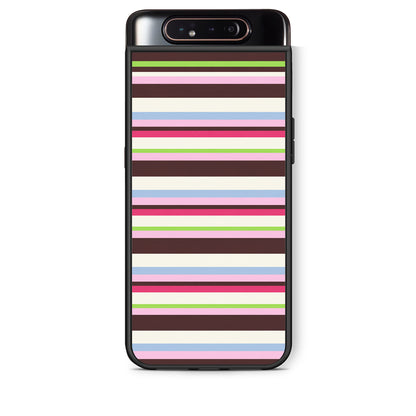 Θήκη Samsung Galaxy A80 Multicolour Horizontal Stripes από τη Smartfits με σχέδιο στο πίσω μέρος και μαύρο περίβλημα | Samsung Galaxy A80 Multicolour Horizontal Stripes case with colorful back and black bezels