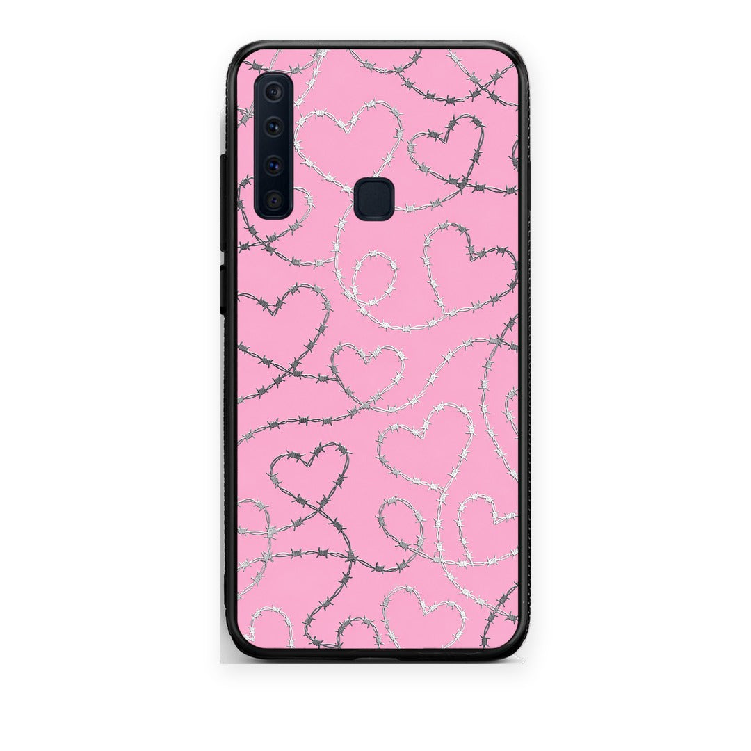 Θήκη Samsung Galaxy A9 Barbed Wire Hearts on Pink από τη Smartfits με σχέδιο στο πίσω μέρος και μαύρο περίβλημα | Samsung Galaxy A9 Barbed Wire Hearts on Pink case with colorful back and black bezels
