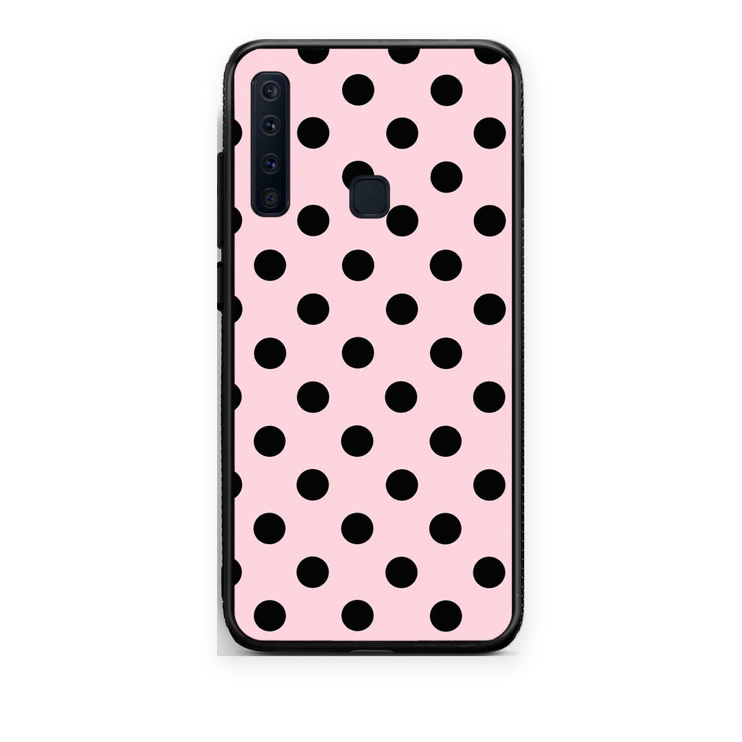 Θήκη Samsung Galaxy A9 Black Polka Dots on Pink από τη Smartfits με σχέδιο στο πίσω μέρος και μαύρο περίβλημα | Samsung Galaxy A9 Black Polka Dots on Pink case with colorful back and black bezels