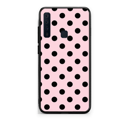 Θήκη Samsung Galaxy A9 Black Polka Dots on Pink από τη Smartfits με σχέδιο στο πίσω μέρος και μαύρο περίβλημα | Samsung Galaxy A9 Black Polka Dots on Pink case with colorful back and black bezels