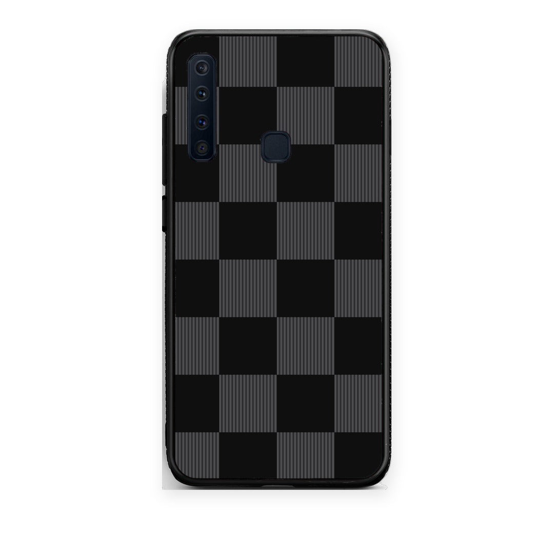 Θήκη Samsung Galaxy A9 Black and Charcoal Striped Checks από τη Smartfits με σχέδιο στο πίσω μέρος και μαύρο περίβλημα | Samsung Galaxy A9 Black and Charcoal Striped Checks case with colorful back and black bezels