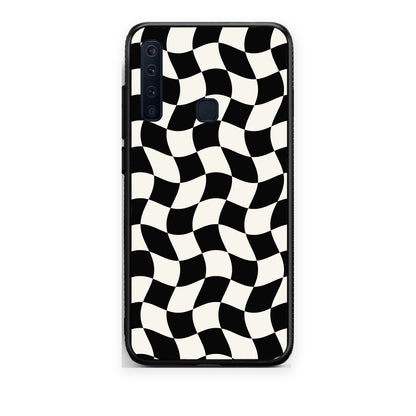 Θήκη Samsung Galaxy A9 Black and Cream Wavy Checkerboard από τη Smartfits με σχέδιο στο πίσω μέρος και μαύρο περίβλημα | Samsung Galaxy A9 Black and Cream Wavy Checkerboard case with colorful back and black bezels