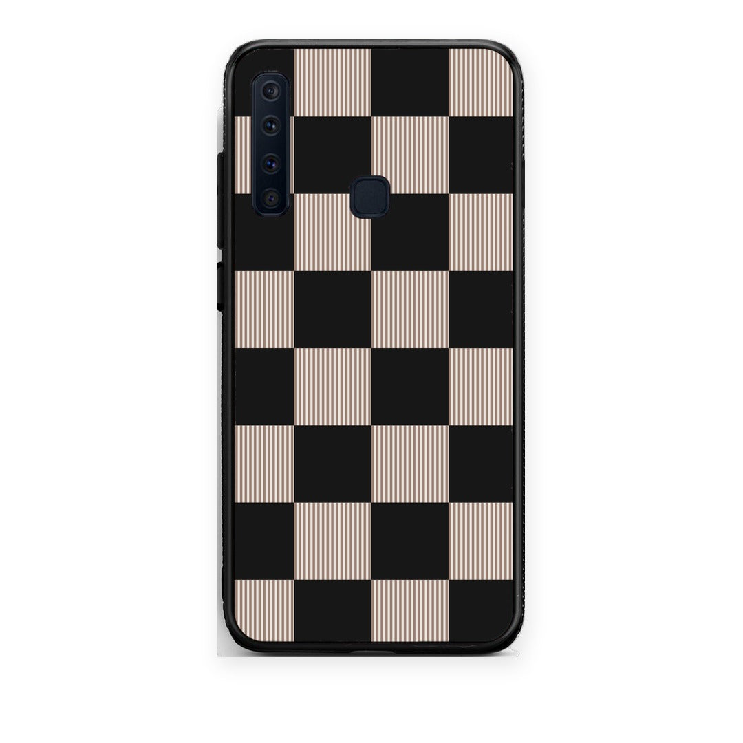 Θήκη Samsung Galaxy A9 Black and Taupe Striped Checks από τη Smartfits με σχέδιο στο πίσω μέρος και μαύρο περίβλημα | Samsung Galaxy A9 Black and Taupe Striped Checks case with colorful back and black bezels