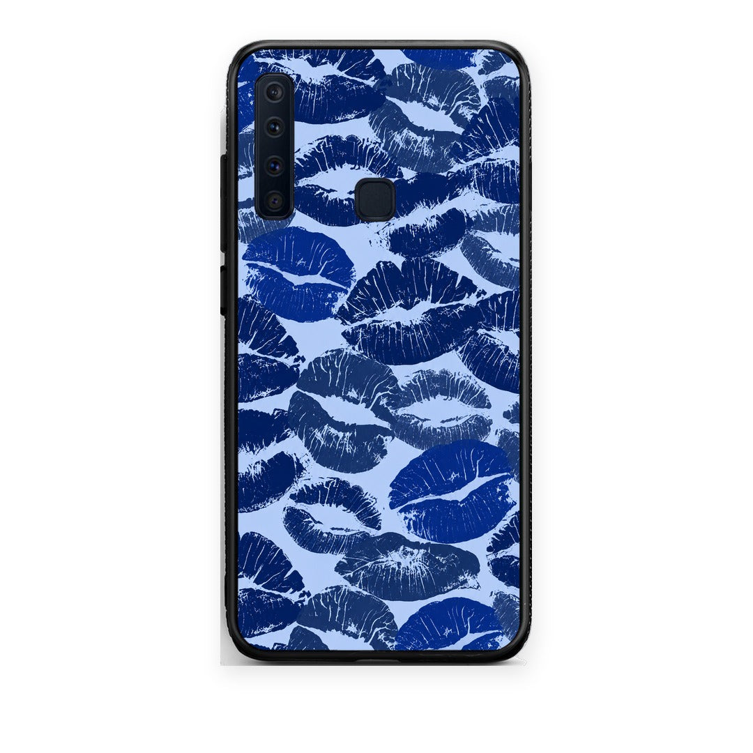 Θήκη Samsung Galaxy A9 Blue Lipstick Kisses από τη Smartfits με σχέδιο στο πίσω μέρος και μαύρο περίβλημα | Samsung Galaxy A9 Blue Lipstick Kisses case with colorful back and black bezels