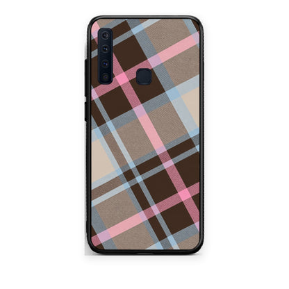 Θήκη Samsung Galaxy A9 Brown Pink and Blue Diagonal Plaid από τη Smartfits με σχέδιο στο πίσω μέρος και μαύρο περίβλημα | Samsung Galaxy A9 Brown Pink and Blue Diagonal Plaid case with colorful back and black bezels