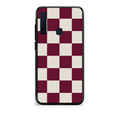 Θήκη Samsung Galaxy A9 Burgundy and Cream Striped Checks από τη Smartfits με σχέδιο στο πίσω μέρος και μαύρο περίβλημα | Samsung Galaxy A9 Burgundy and Cream Striped Checks case with colorful back and black bezels