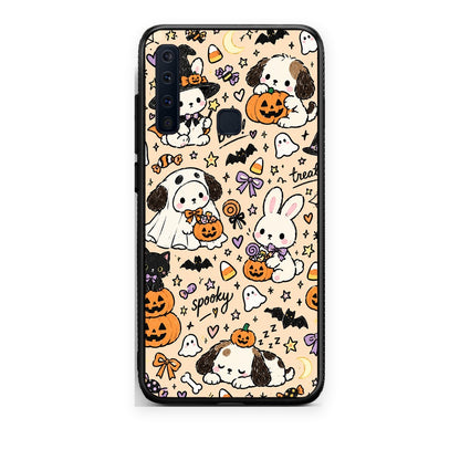 Θήκη Samsung Galaxy A9 Halloween Puppies and Friends on Cream από τη Smartfits με σχέδιο στο πίσω μέρος και μαύρο περίβλημα | Samsung Galaxy A9 Halloween Puppies and Friends on Cream case with colorful back and black bezels