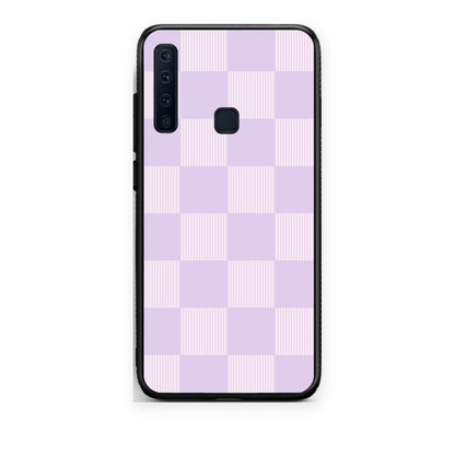 Θήκη Samsung Galaxy A9 Lilac and Cream Striped Checks από τη Smartfits με σχέδιο στο πίσω μέρος και μαύρο περίβλημα | Samsung Galaxy A9 Lilac and Cream Striped Checks case with colorful back and black bezels