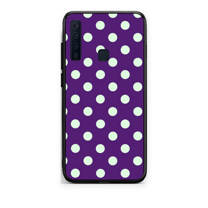 Θήκη Samsung Galaxy A9 Mint Polka Dots on Purple από τη Smartfits με σχέδιο στο πίσω μέρος και μαύρο περίβλημα | Samsung Galaxy A9 Mint Polka Dots on Purple case with colorful back and black bezels