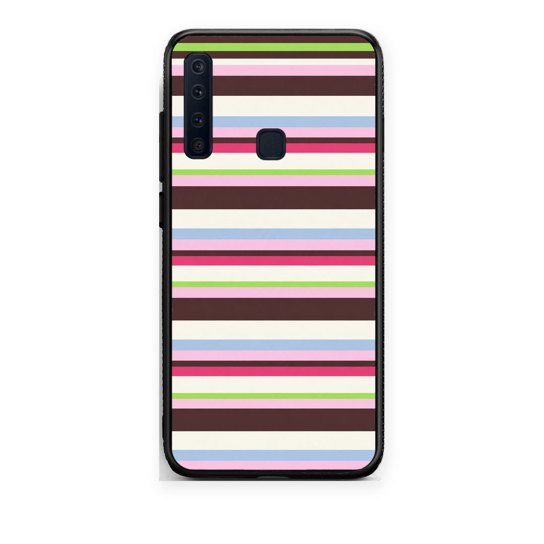 Θήκη Samsung Galaxy A9 Multicolour Horizontal Stripes από τη Smartfits με σχέδιο στο πίσω μέρος και μαύρο περίβλημα | Samsung Galaxy A9 Multicolour Horizontal Stripes case with colorful back and black bezels