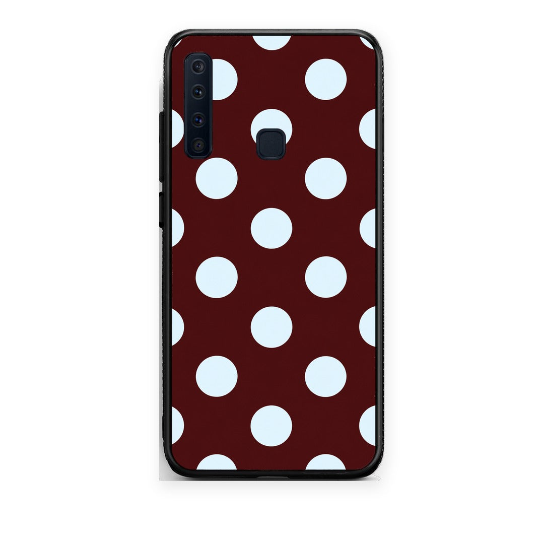 Θήκη Samsung Galaxy A9 Pale Blue Large Polka Dots on Burgundy από τη Smartfits με σχέδιο στο πίσω μέρος και μαύρο περίβλημα | Samsung Galaxy A9 Pale Blue Large Polka Dots on Burgundy case with colorful back and black bezels