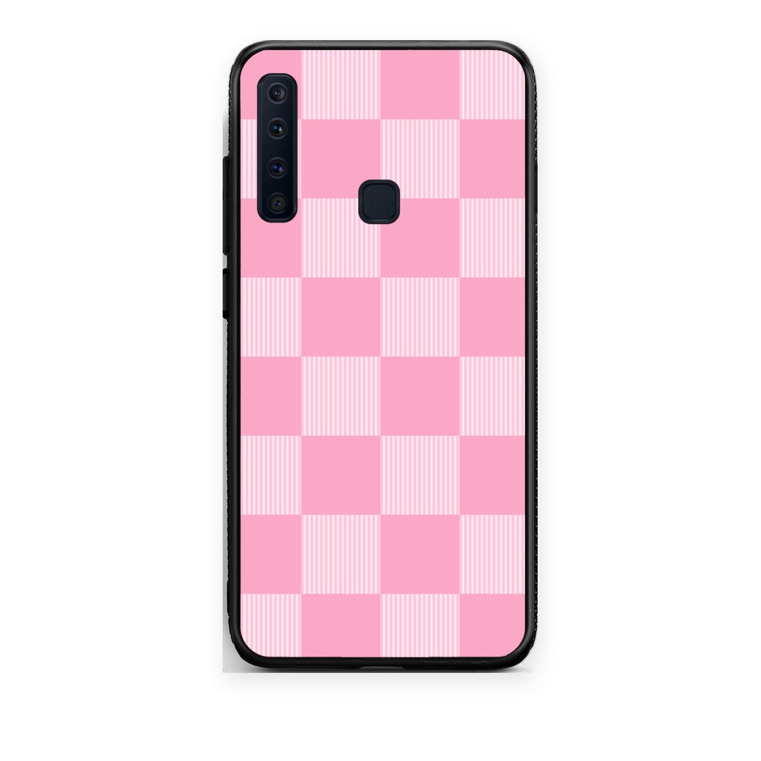 Θήκη Samsung Galaxy A9 Pink and White Striped Checks από τη Smartfits με σχέδιο στο πίσω μέρος και μαύρο περίβλημα | Samsung Galaxy A9 Pink and White Striped Checks case with colorful back and black bezels