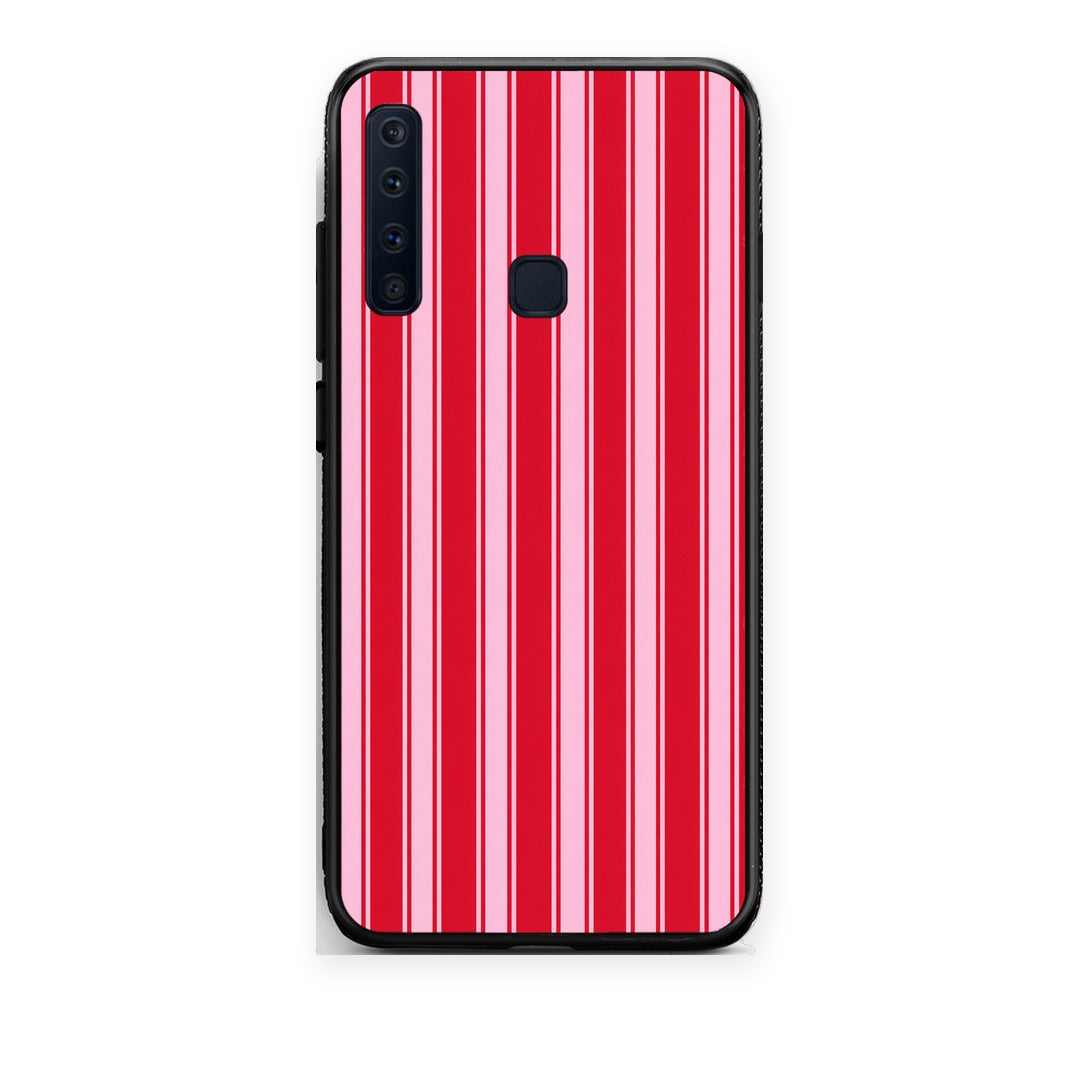 Θήκη Samsung Galaxy A9 Red and Pink Vertical Pinstripes από τη Smartfits με σχέδιο στο πίσω μέρος και μαύρο περίβλημα | Samsung Galaxy A9 Red and Pink Vertical Pinstripes case with colorful back and black bezels