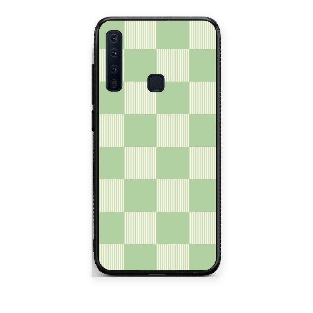 Θήκη Samsung Galaxy A9 Sage and Cream Striped Checks από τη Smartfits με σχέδιο στο πίσω μέρος και μαύρο περίβλημα | Samsung Galaxy A9 Sage and Cream Striped Checks case with colorful back and black bezels