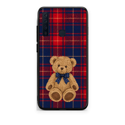 Θήκη Samsung Galaxy A9 Teddy Bear on Red and Navy Tartan από τη Smartfits με σχέδιο στο πίσω μέρος και μαύρο περίβλημα | Samsung Galaxy A9 Teddy Bear on Red and Navy Tartan case with colorful back and black bezels