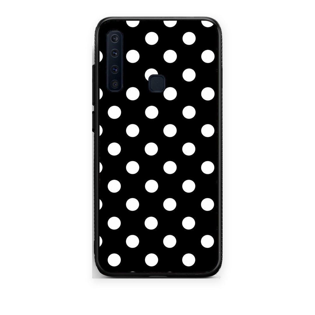 Θήκη Samsung Galaxy A9 White Polka Dots on Black από τη Smartfits με σχέδιο στο πίσω μέρος και μαύρο περίβλημα | Samsung Galaxy A9 White Polka Dots on Black case with colorful back and black bezels