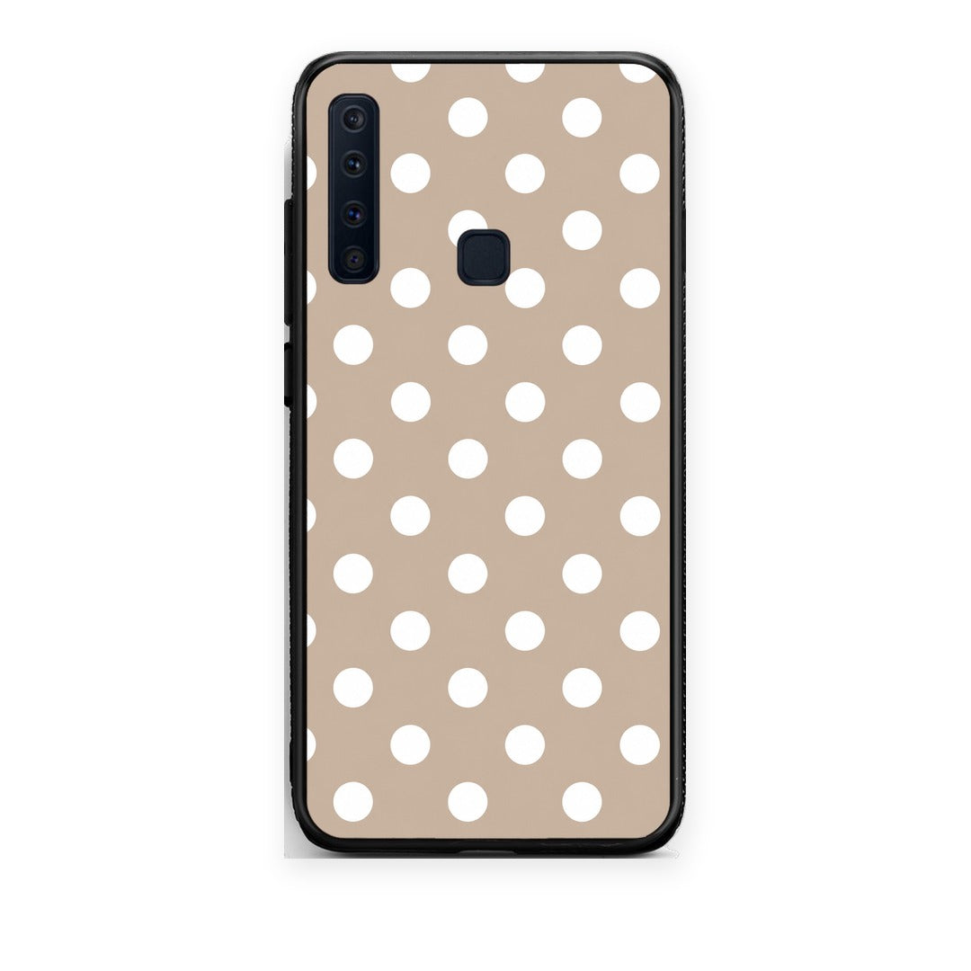 Θήκη Samsung Galaxy A9 White Polka Dots on Taupe από τη Smartfits με σχέδιο στο πίσω μέρος και μαύρο περίβλημα | Samsung Galaxy A9 White Polka Dots on Taupe case with colorful back and black bezels