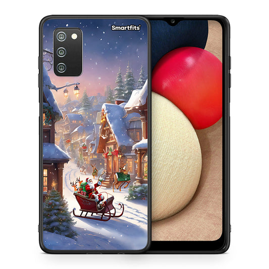 Θήκη Samsung A02s Christmas Snow από τη Smartfits με σχέδιο στο πίσω μέρος και μαύρο περίβλημα | Samsung A02s Christmas Snow case with colorful back and black bezels