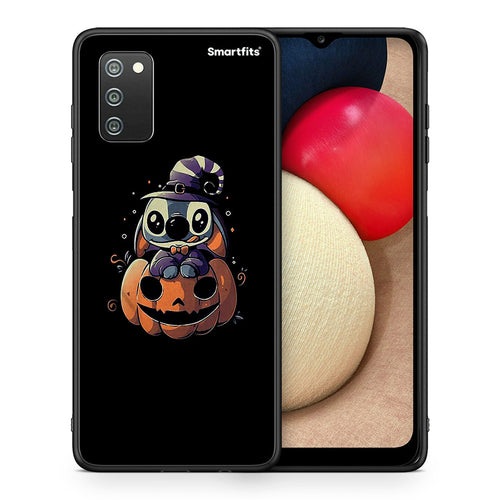 Θήκη Samsung A02s Halloween Stitch από τη Smartfits με σχέδιο στο πίσω μέρος και μαύρο περίβλημα | Samsung A02s Halloween Stitch case with colorful back and black bezels