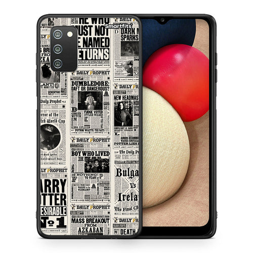 Θήκη Samsung A02s Harry Paper από τη Smartfits με σχέδιο στο πίσω μέρος και μαύρο περίβλημα | Samsung A02s Harry Paper case with colorful back and black bezels