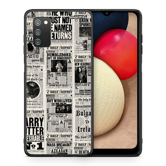 Θήκη Samsung A02s Harry Paper από τη Smartfits με σχέδιο στο πίσω μέρος και μαύρο περίβλημα | Samsung A02s Harry Paper case with colorful back and black bezels
