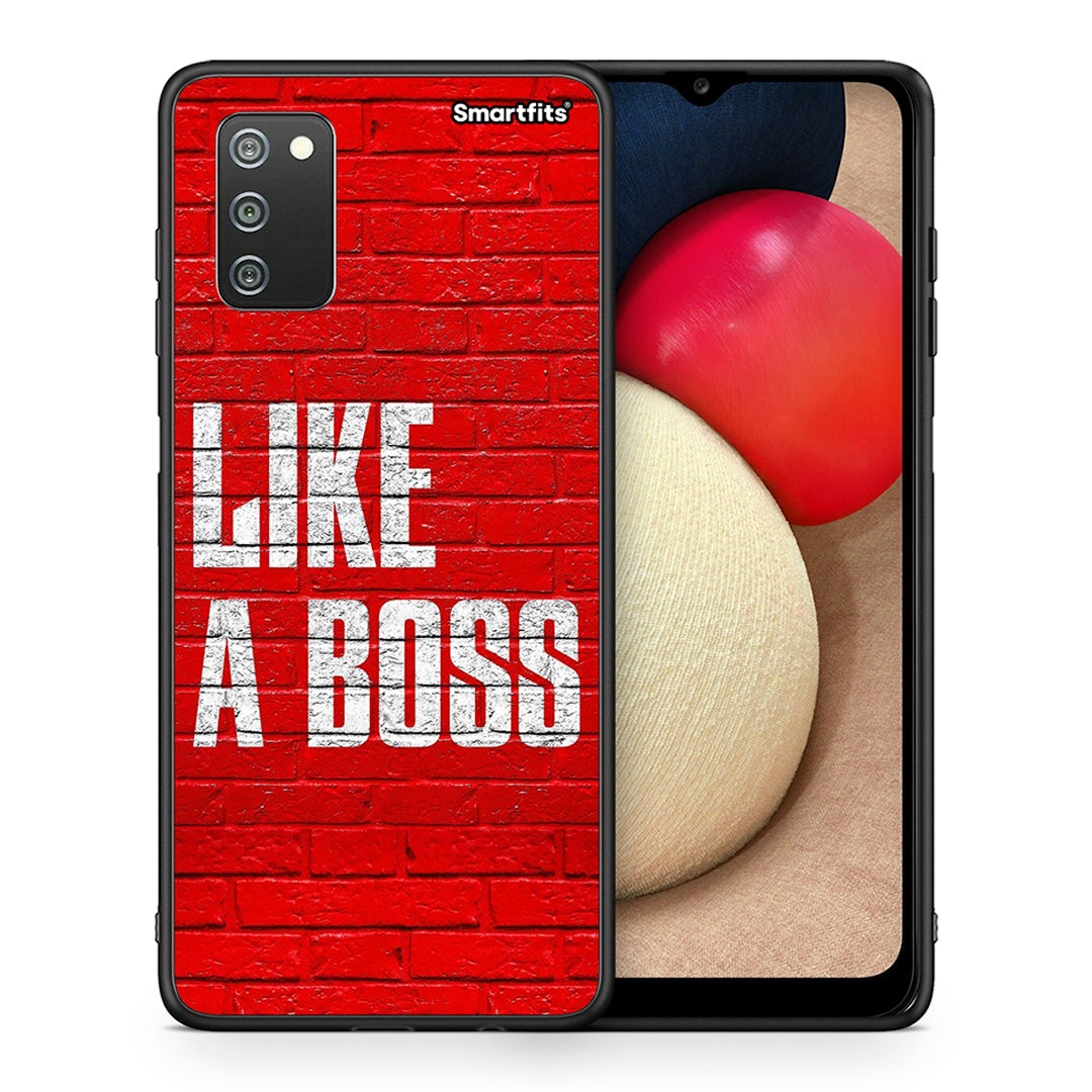 Θήκη Samsung A02s Like A Boss από τη Smartfits με σχέδιο στο πίσω μέρος και μαύρο περίβλημα | Samsung A02s Like A Boss case with colorful back and black bezels