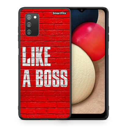 Θήκη Samsung A02s Like A Boss από τη Smartfits με σχέδιο στο πίσω μέρος και μαύρο περίβλημα | Samsung A02s Like A Boss case with colorful back and black bezels