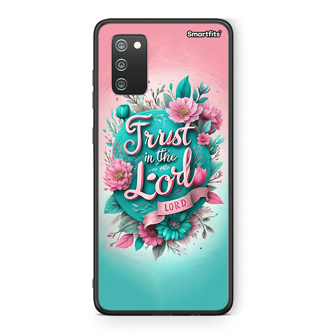 Samsung A02s Lord Trust θήκη από τη Smartfits με σχέδιο στο πίσω μέρος και μαύρο περίβλημα | Smartphone case with colorful back and black bezels by Smartfits