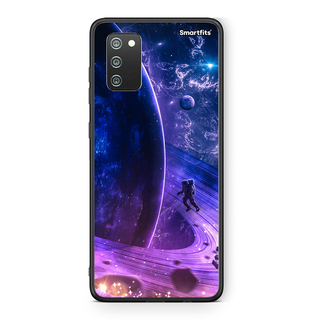 Samsung A02s Lost Astronaut θήκη από τη Smartfits με σχέδιο στο πίσω μέρος και μαύρο περίβλημα | Smartphone case with colorful back and black bezels by Smartfits