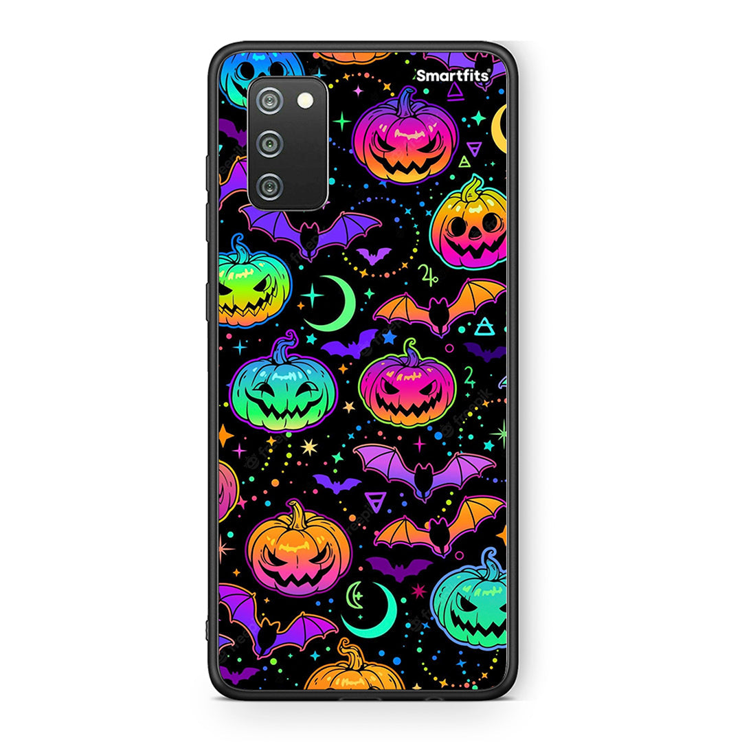 Samsung A02s Neon Halloween θήκη από τη Smartfits με σχέδιο στο πίσω μέρος και μαύρο περίβλημα | Smartphone case with colorful back and black bezels by Smartfits