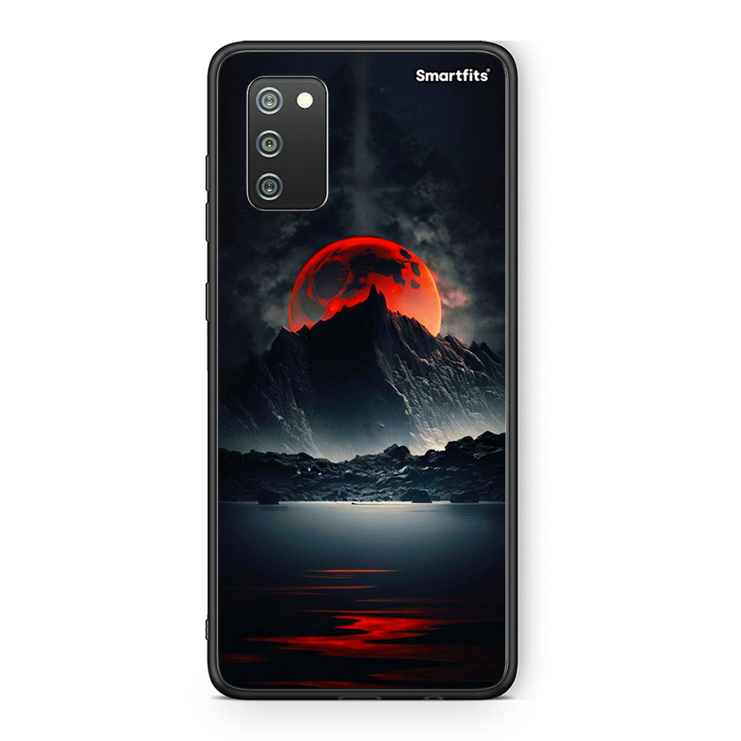 Samsung A02s Red Full Moon θήκη από τη Smartfits με σχέδιο στο πίσω μέρος και μαύρο περίβλημα | Smartphone case with colorful back and black bezels by Smartfits