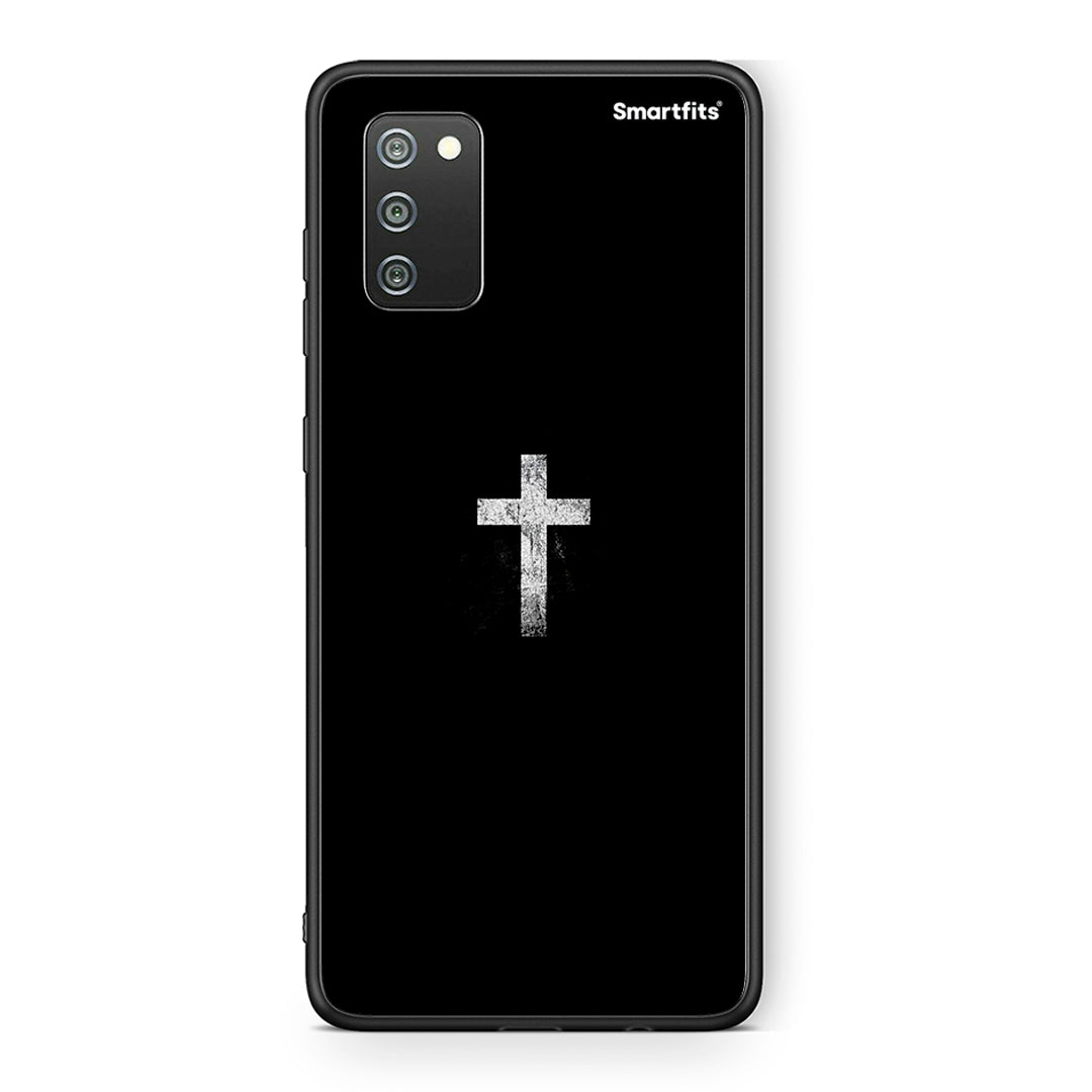 Samsung A02s White Cross θήκη από τη Smartfits με σχέδιο στο πίσω μέρος και μαύρο περίβλημα | Smartphone case with colorful back and black bezels by Smartfits