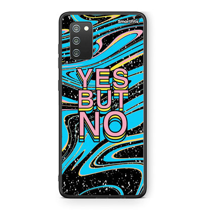 Samsung A02s Yes But No θήκη από τη Smartfits με σχέδιο στο πίσω μέρος και μαύρο περίβλημα | Smartphone case with colorful back and black bezels by Smartfits