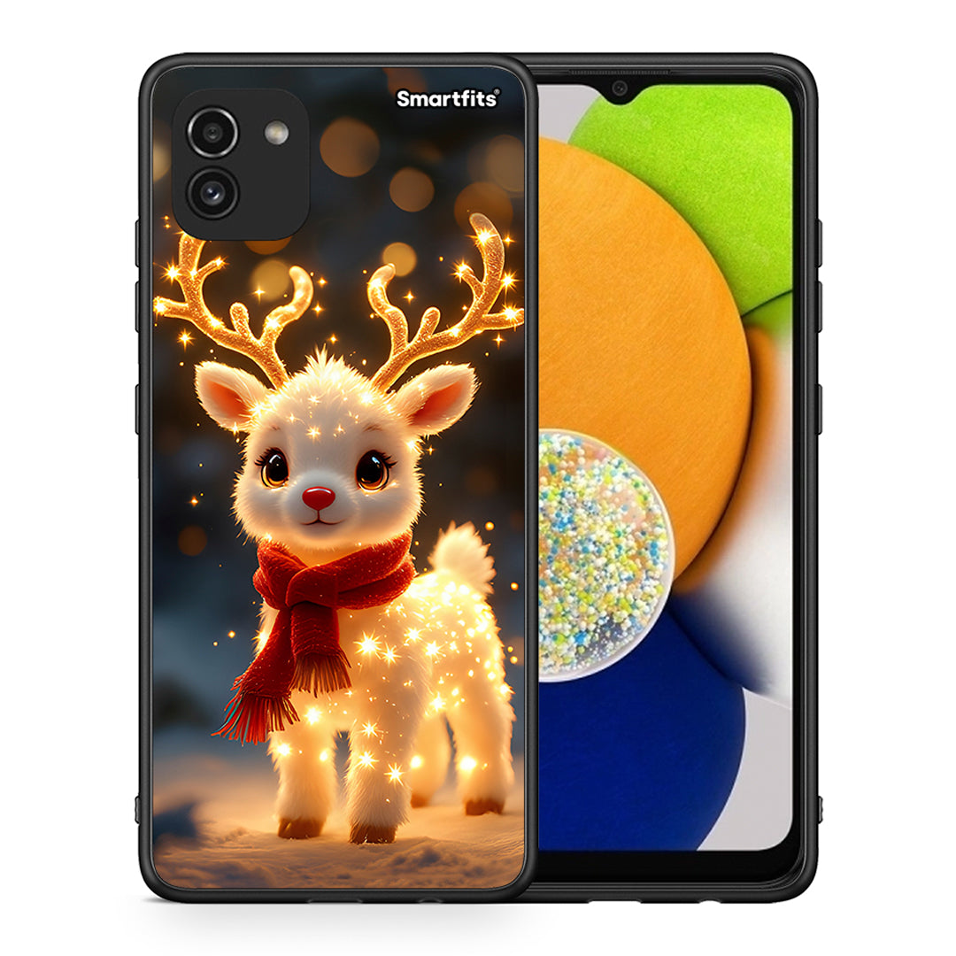 Θήκη Samsung A03 Christmas Cutie από τη Smartfits με σχέδιο στο πίσω μέρος και μαύρο περίβλημα | Samsung A03 Christmas Cutie case with colorful back and black bezels