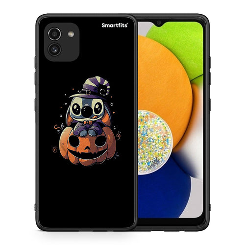Θήκη Samsung A03 Halloween Stitch από τη Smartfits με σχέδιο στο πίσω μέρος και μαύρο περίβλημα | Samsung A03 Halloween Stitch case with colorful back and black bezels