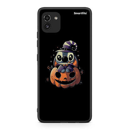 Samsung A03 Halloween Stitch θήκη από τη Smartfits με σχέδιο στο πίσω μέρος και μαύρο περίβλημα | Smartphone case with colorful back and black bezels by Smartfits