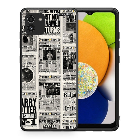 Θήκη Samsung A03 Harry Paper από τη Smartfits με σχέδιο στο πίσω μέρος και μαύρο περίβλημα | Samsung A03 Harry Paper case with colorful back and black bezels