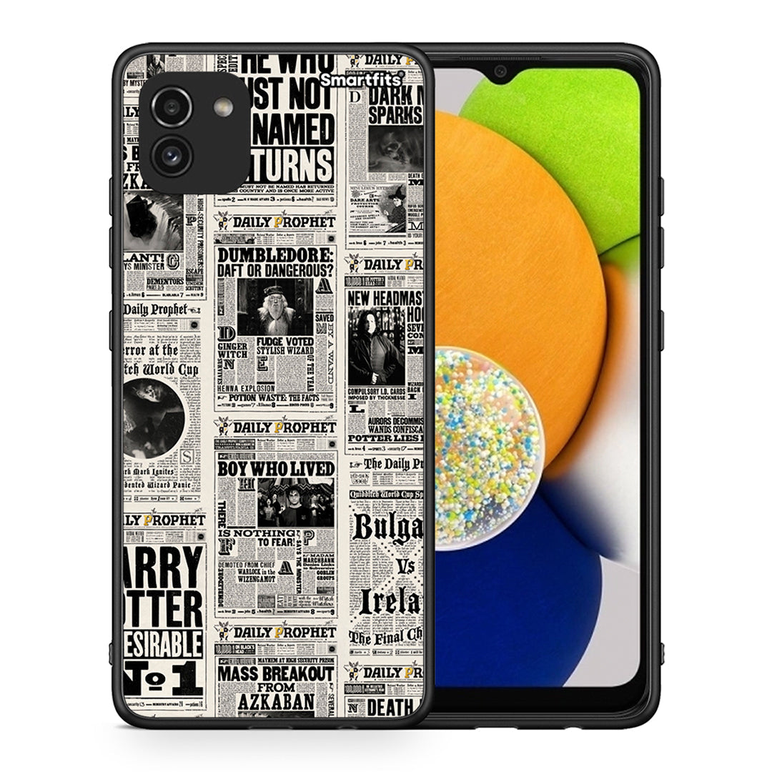 Θήκη Samsung A03 Harry Paper από τη Smartfits με σχέδιο στο πίσω μέρος και μαύρο περίβλημα | Samsung A03 Harry Paper case with colorful back and black bezels