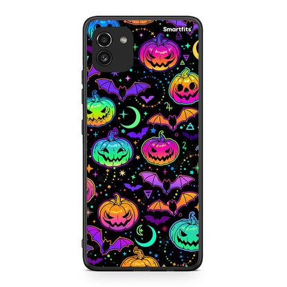 Samsung A03 Neon Halloween θήκη από τη Smartfits με σχέδιο στο πίσω μέρος και μαύρο περίβλημα | Smartphone case with colorful back and black bezels by Smartfits