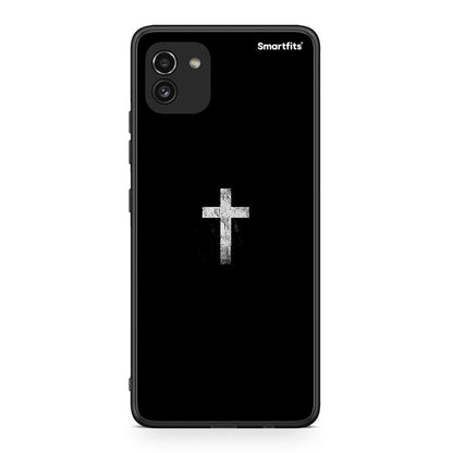 Samsung A03 White Cross θήκη από τη Smartfits με σχέδιο στο πίσω μέρος και μαύρο περίβλημα | Smartphone case with colorful back and black bezels by Smartfits