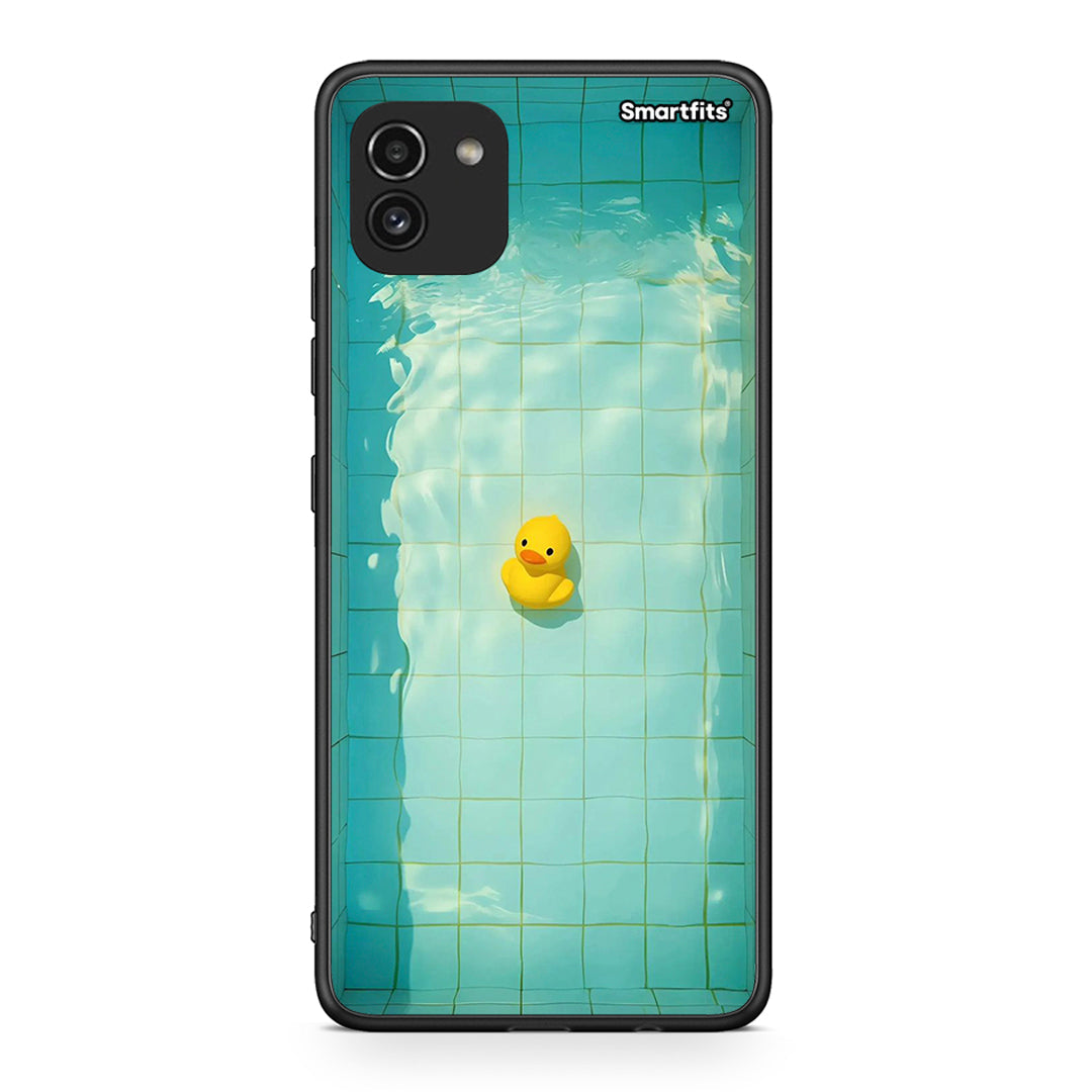 Samsung A03 Yellow Duck θήκη από τη Smartfits με σχέδιο στο πίσω μέρος και μαύρο περίβλημα | Smartphone case with colorful back and black bezels by Smartfits