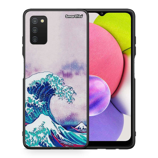Θήκη Samsung A03s Blue Waves από τη Smartfits με σχέδιο στο πίσω μέρος και μαύρο περίβλημα | Samsung A03s Blue Waves case with colorful back and black bezels