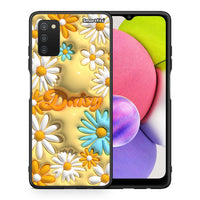 Thumbnail for Θήκη Samsung A03s Bubble Daisies από τη Smartfits με σχέδιο στο πίσω μέρος και μαύρο περίβλημα | Samsung A03s Bubble Daisies case with colorful back and black bezels