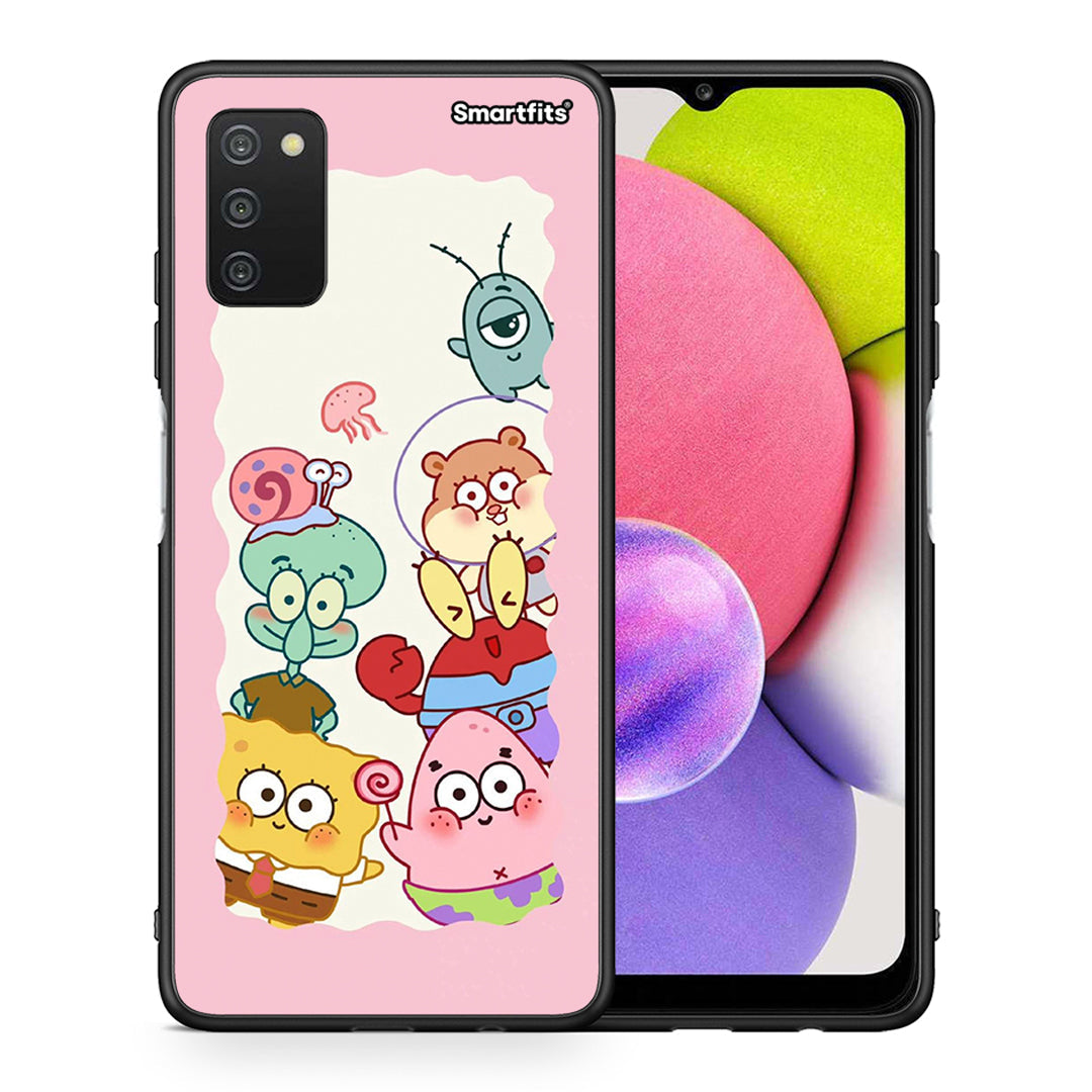 Θήκη Samsung A03s Cute Companion από τη Smartfits με σχέδιο στο πίσω μέρος και μαύρο περίβλημα | Samsung A03s Cute Companion case with colorful back and black bezels