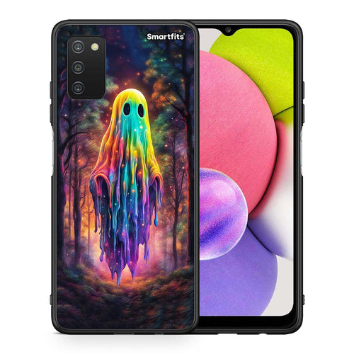 Θήκη Samsung A03s Halloween Ghost από τη Smartfits με σχέδιο στο πίσω μέρος και μαύρο περίβλημα | Samsung A03s Halloween Ghost case with colorful back and black bezels
